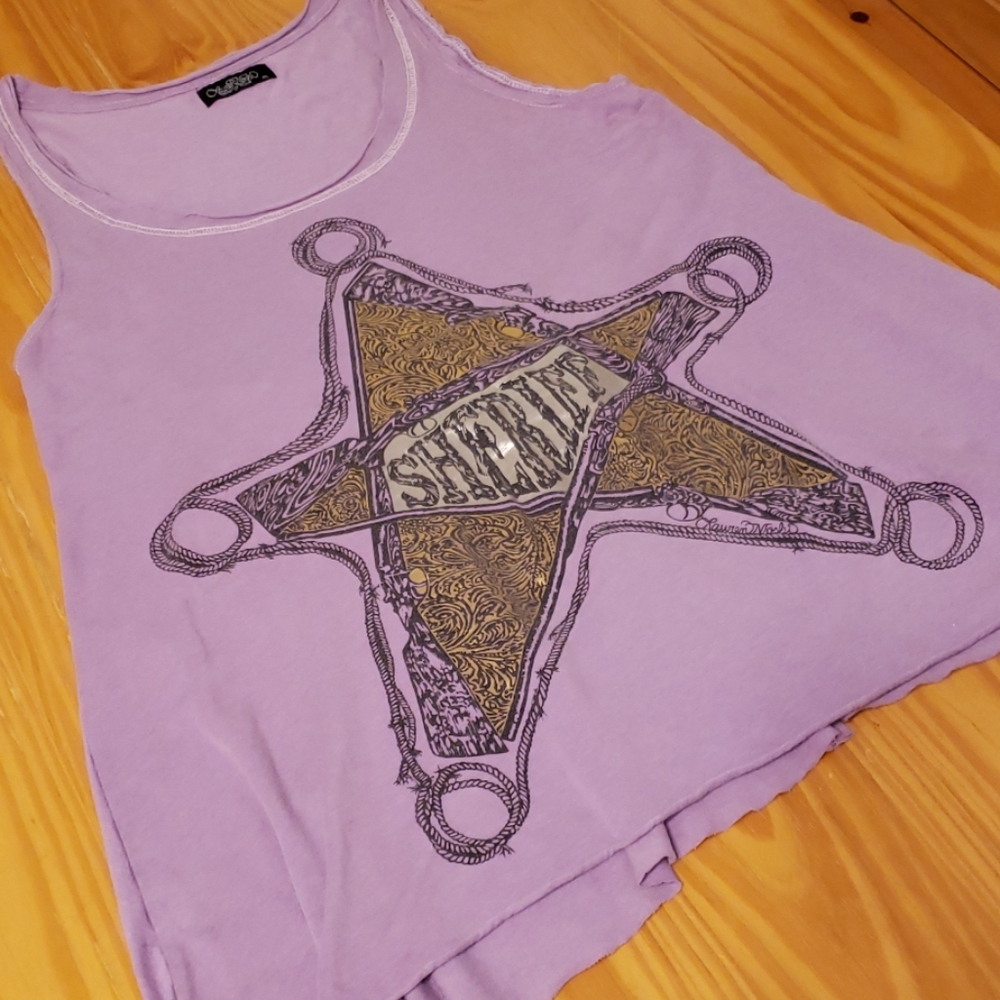Lauren Moshi Sheriff Badge Open Back Tank, Medium